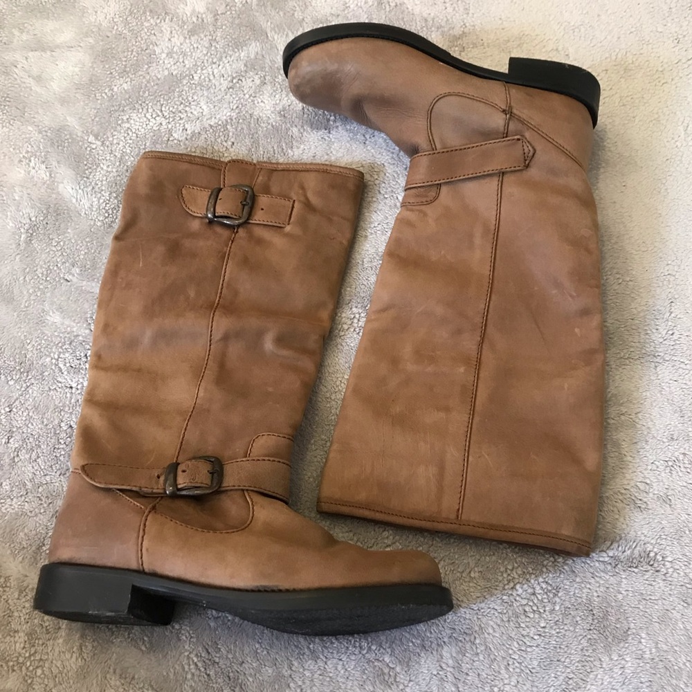 Brown leather boots